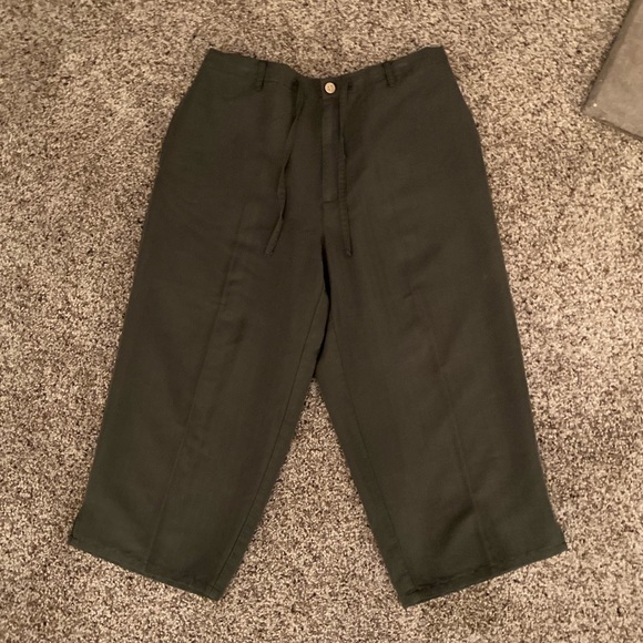 CROP GREEN PANTS - Picture 1 of 4